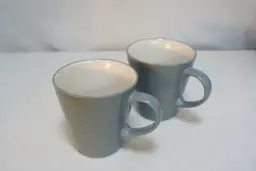IKEA Dinera Grey/Blue/White Footed Coffee Tea Mugs Cups Stoneware Set Of 2