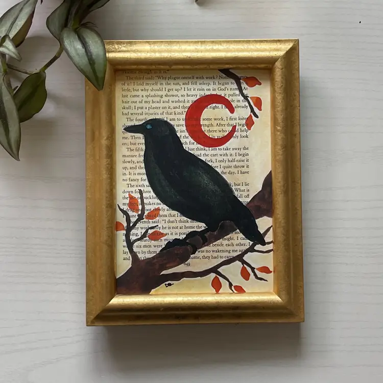 5" by 7" Art Print (Print Only) Crow Mixed Media (Made by me!)