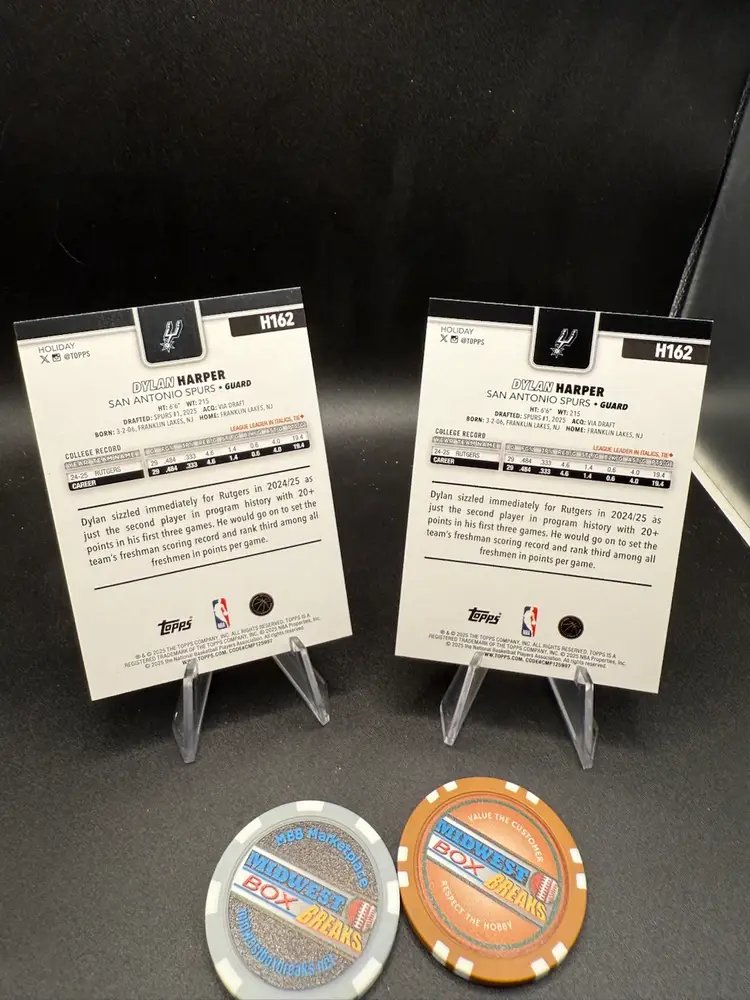 Dylan Harper Holiday Blue Foil And Holiday Base 25-26 Topps Holiday NBA San Antonio Spurs