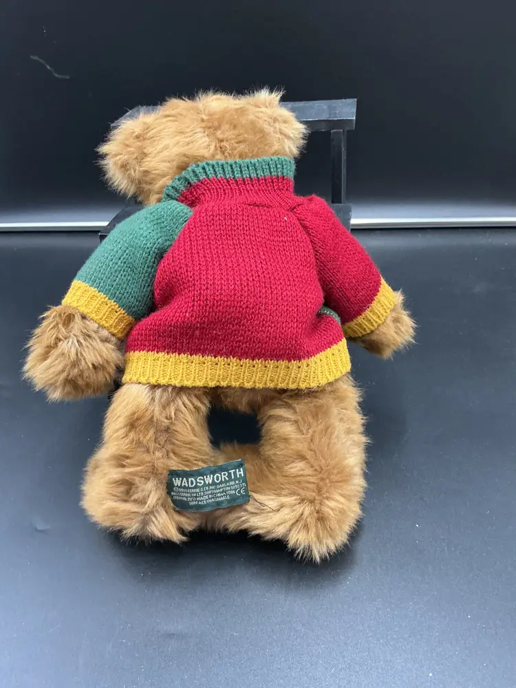 Russ Barrie “ Wadsworth ” Sweater wearing Teddy Bear. Retired.