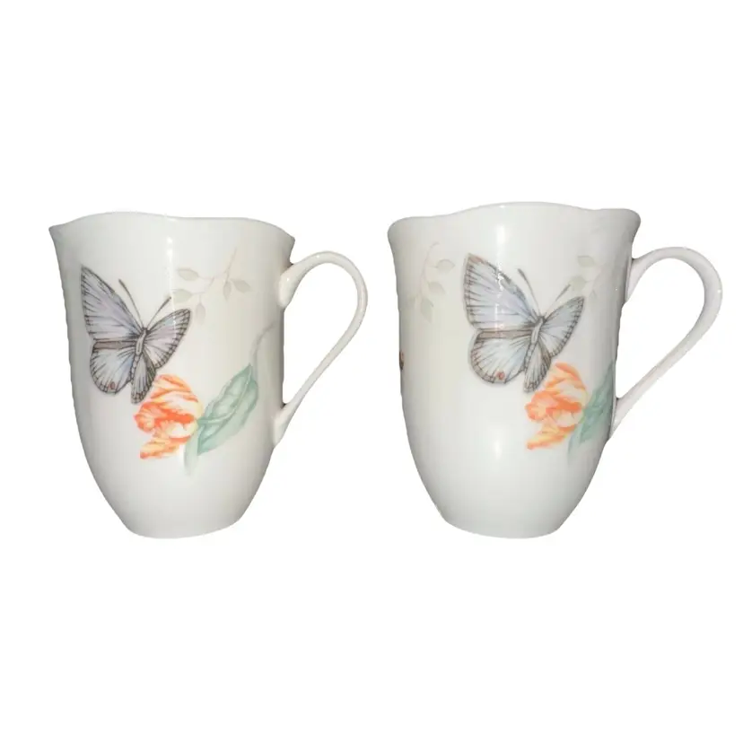 Lenox Butterfly Meadow Set of 2 Coffee Mugs Eastern Tailed Blue Monarch