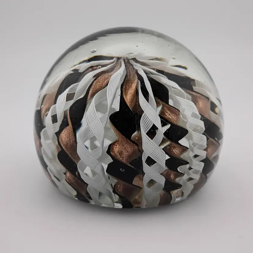 Murano zanfirico latticino ribbon paperweight