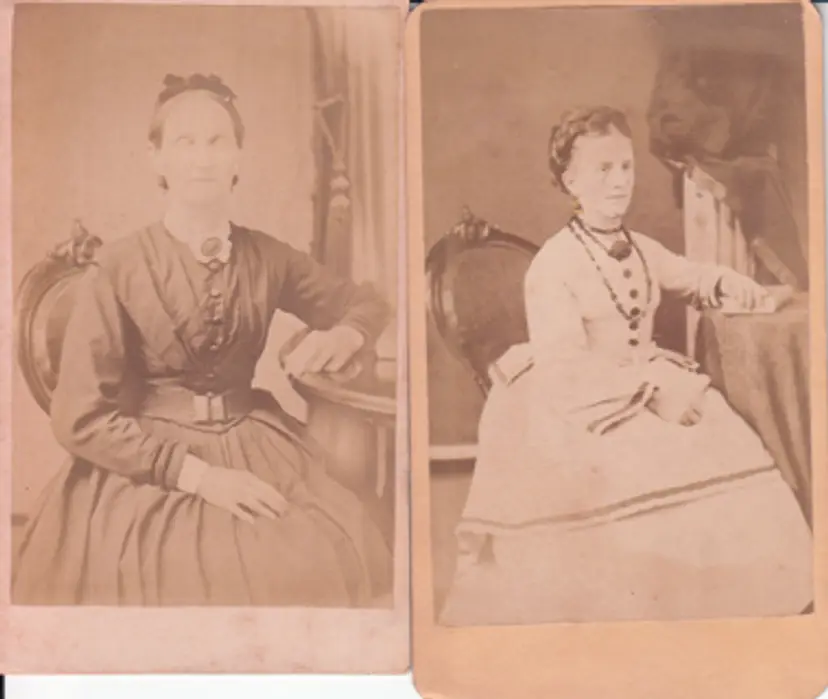 #05 lot of 2 very old cdv photos-ladies-2.5x4 inch-look!