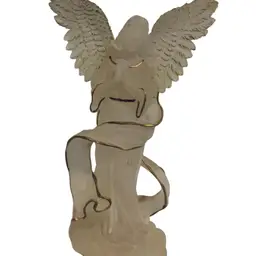 53. Frosted Clear 8” Tall Resin Angel With Open Wings Featuring Gold Color Detail