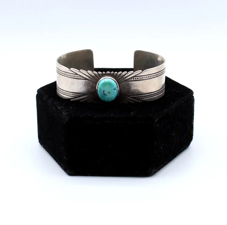 Southwestern Sterling Silver Turquoise Cuff Bracelet 32.18g