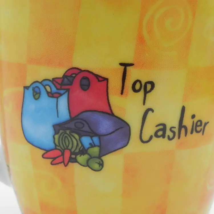 H&H It's just a Job Coffee Mug Tea Cup Top Cashier  Porcelain