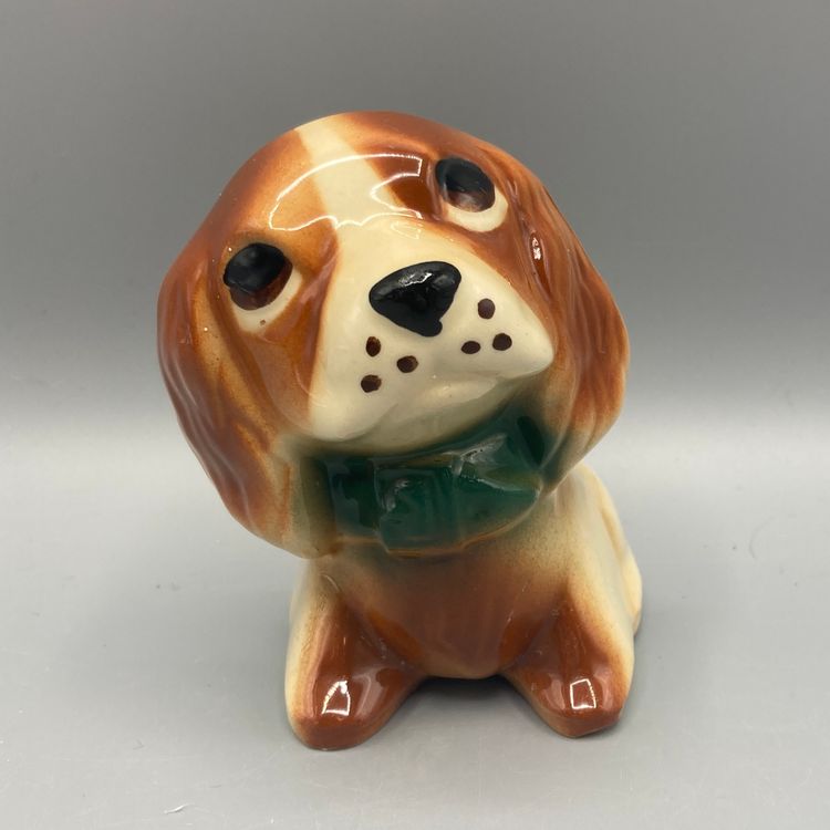 Vintage Small Ceramic Cocker Spaniel Puppy Planter Figurine