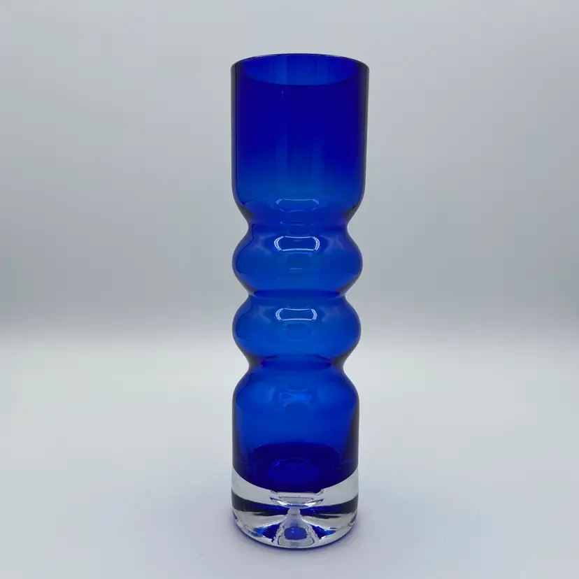 Aseda Bo Borgstrom cobalt hooped cased glass vase