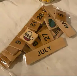 Months Numbers Wood Pieces Bag