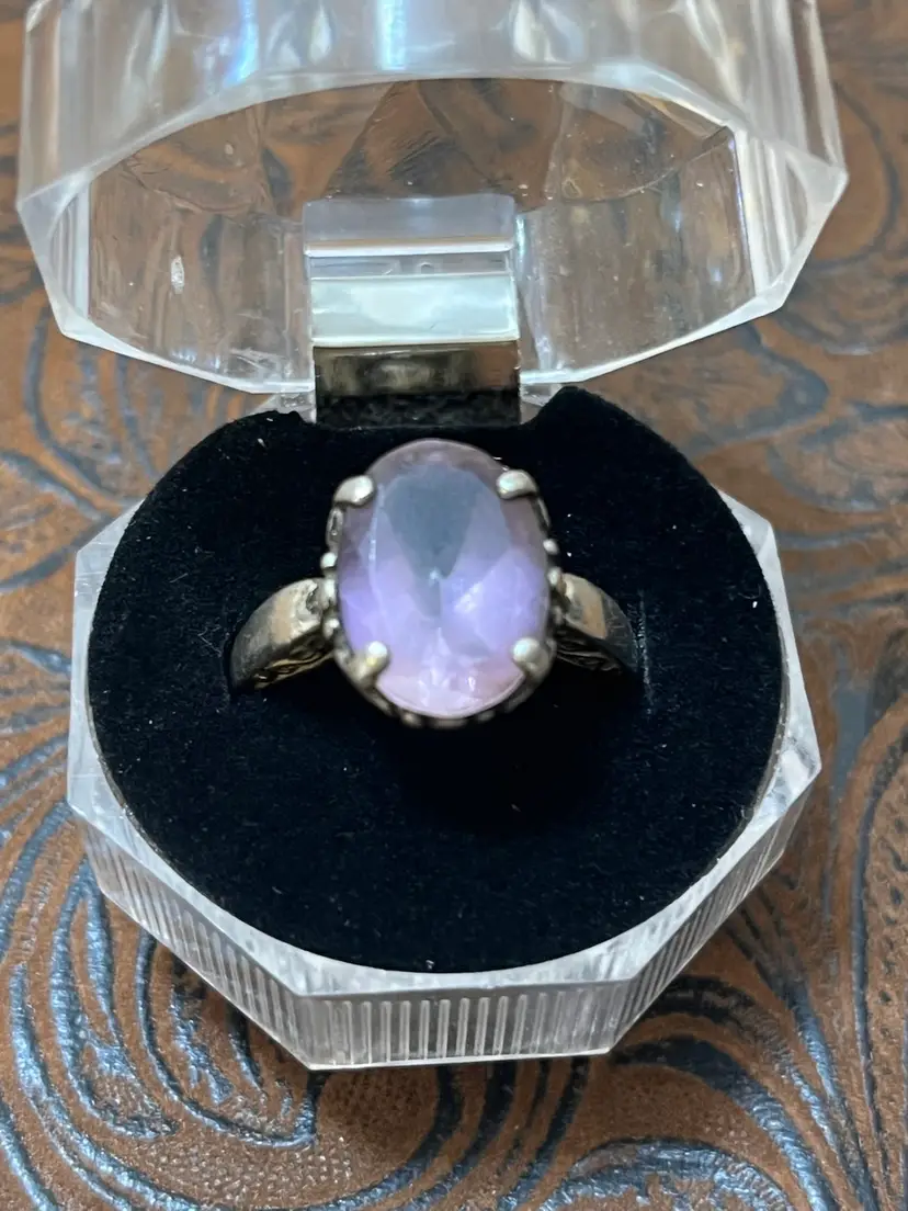 Vintage Kabana Sterling Silver Large Amethyst Ring 7.75