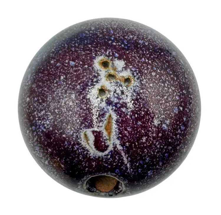 Signed BD Studio Art Pottery Bud Vase Vessel Paperweight Purple Speckle Floral