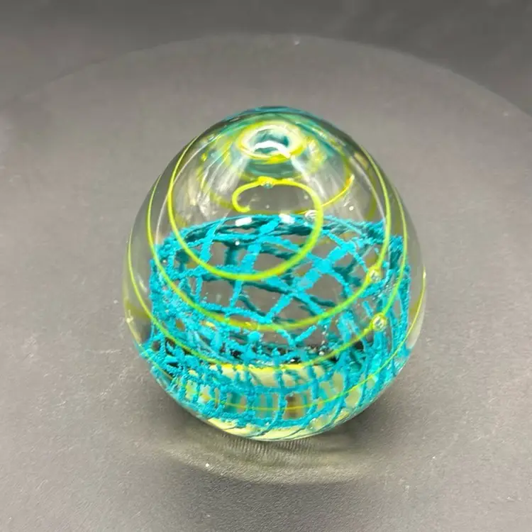 Vintage Yellow Swirl Paper Weight