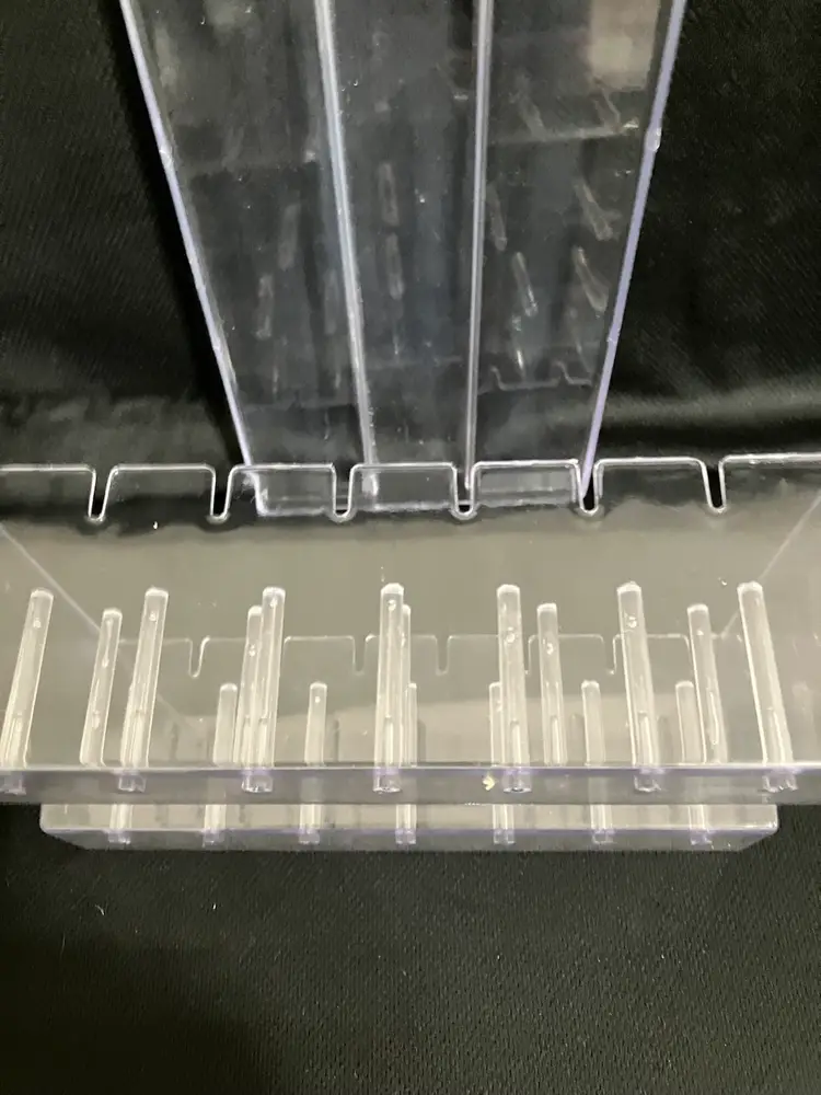 Thread Storage Box - Clear Plastic - Holds 19 Spools - Many Bobbins - Thread Pull Slots