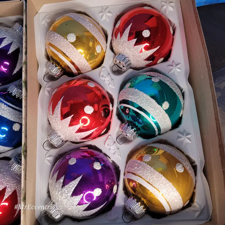 Vintage West Germany Rauch Glass Christmas Ornaments Set