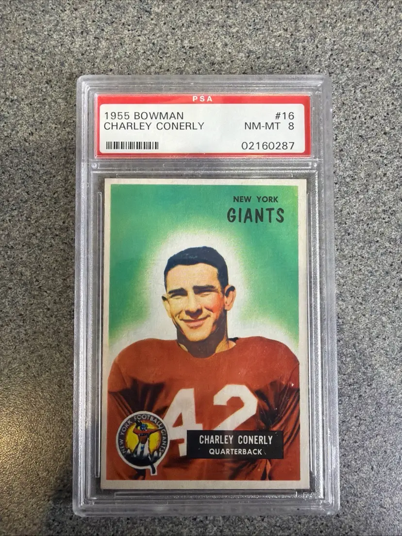 1955 Bowman Football PSA 8 Charley Conerly #16