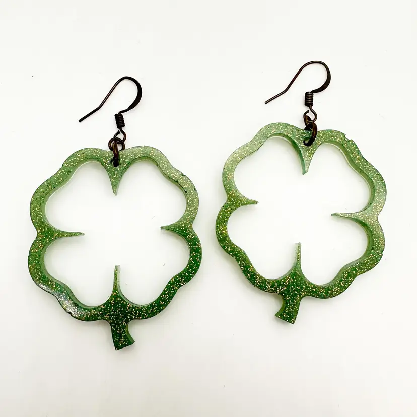 Resin Clover Earrings St. Patrick's Day Handmade