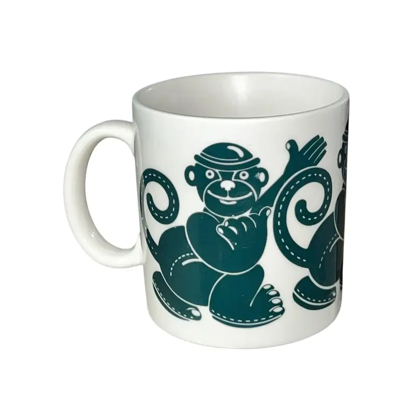 Ultra Rare Vintage Monkey Mug – Made in Japan – 1960s Mid Century Modern Pop Art Cup – Collectible Ceramic – 3.5” Wide x 3.75” Tall – MCM Japan