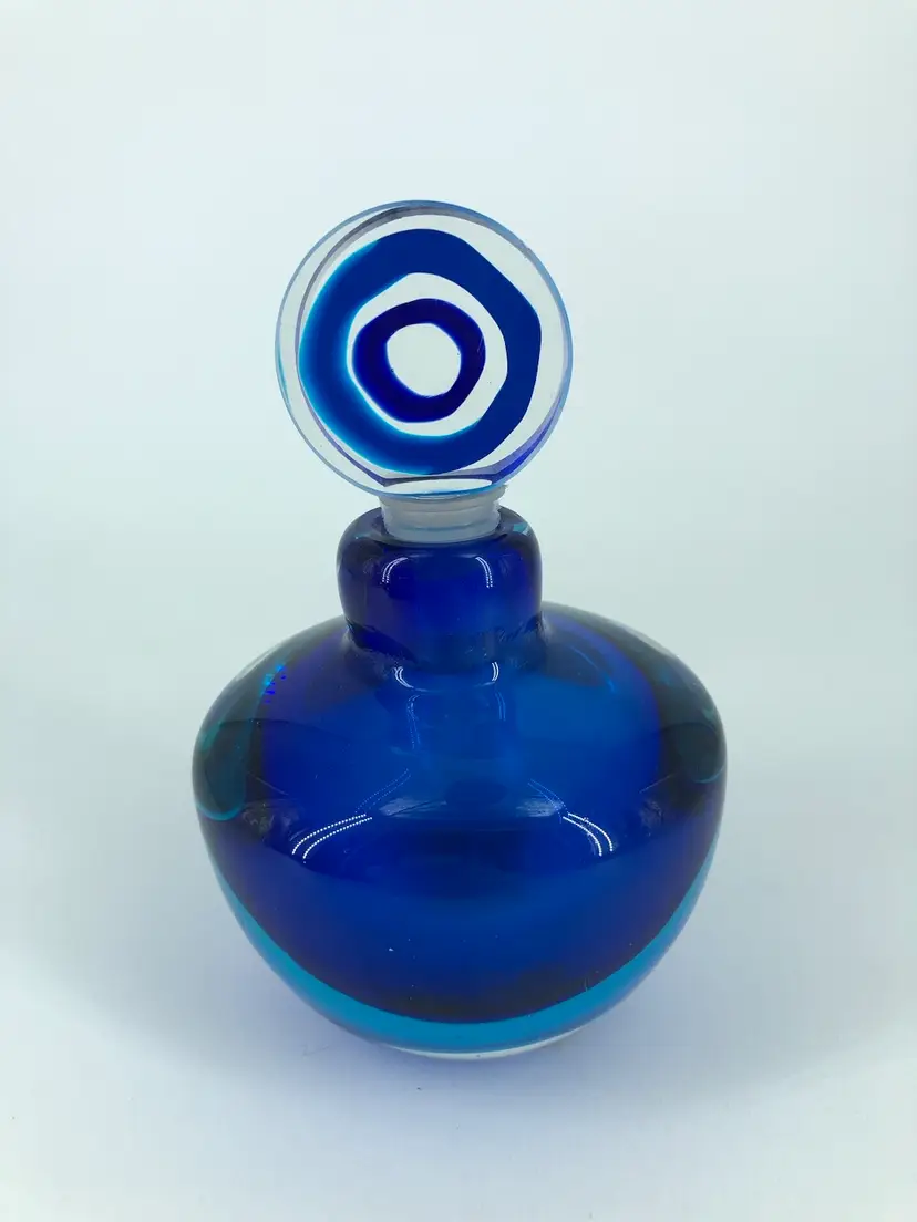 Art Glass Cobalt Blue Perfume Bottle with Stopper
