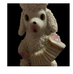 White Spaghetti Porcelain Poodle Figurine Playing Accordion