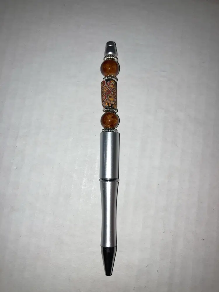 Fidget Pen Handmade By Me! Black Ink! 5 1/2” Made With Trade Beads!