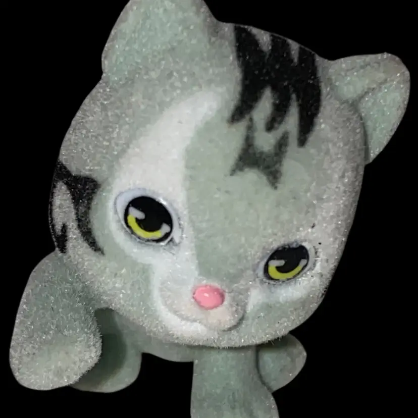 #10- Vintage Flocked Miniature Cat Figurine- Kitty In My Pocket As Pictured