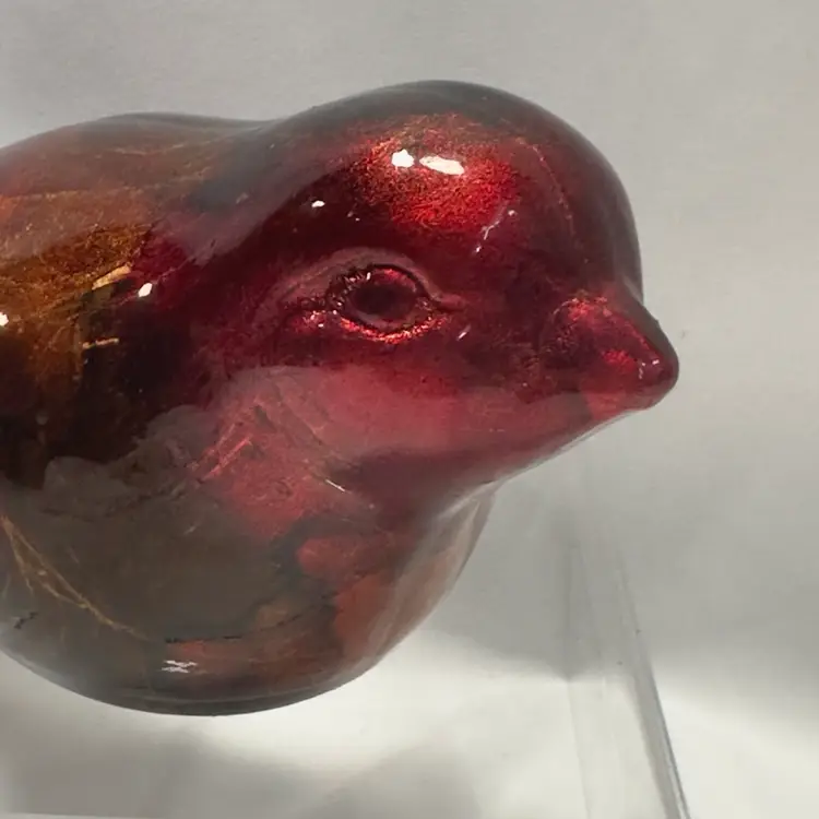 #1470 Red & Gold/Brown Foil Wrapped Ceramic Bird Figurine