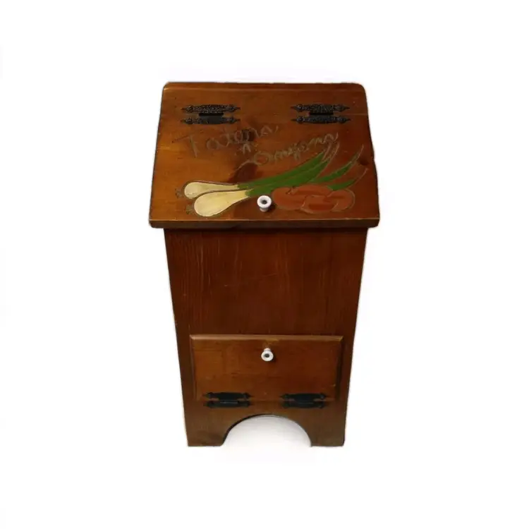 Vtg Potato/Taters/Onion Wood Storage Bin Primitive Rustic 1980's