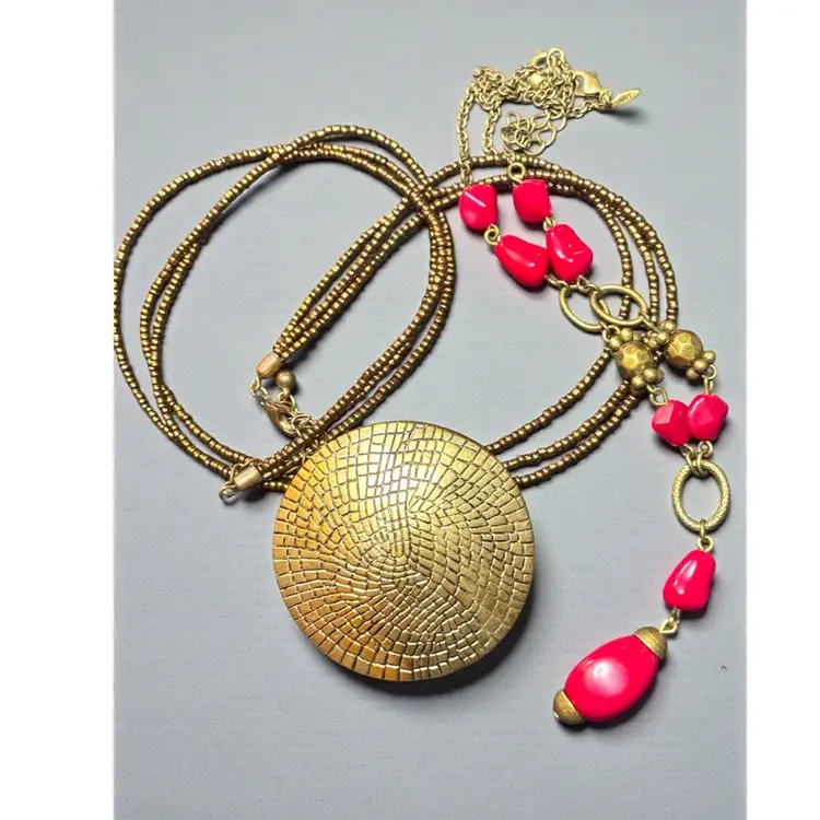 2 Boho Brass Tone Necklaces 18”