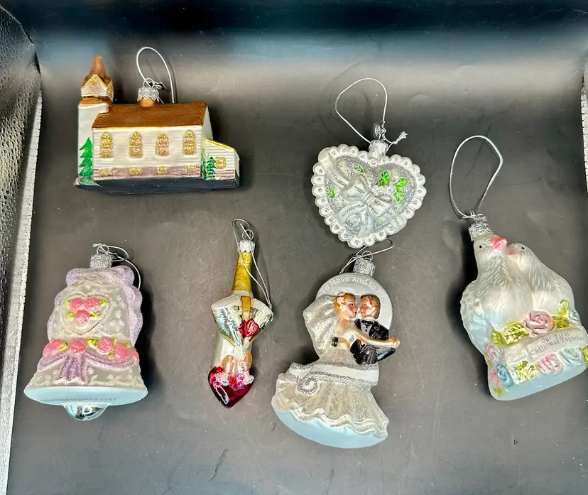 Kurt Adler Wedding Collection Glass Christmas Ornaments