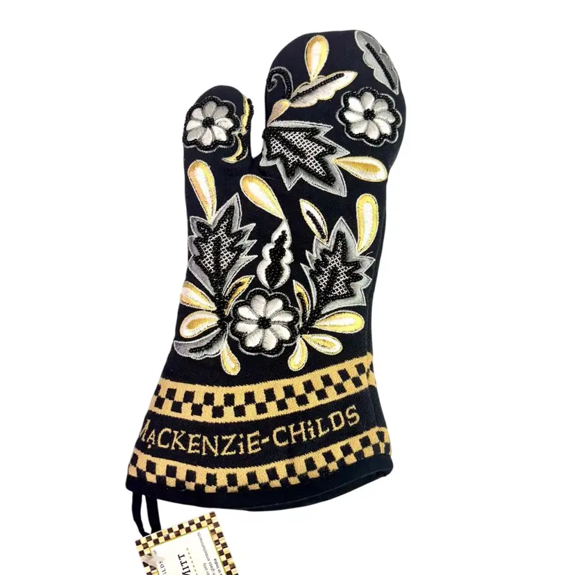 Mackenzie Childs NWT Bejeweled Black Decorated Oven Mitt