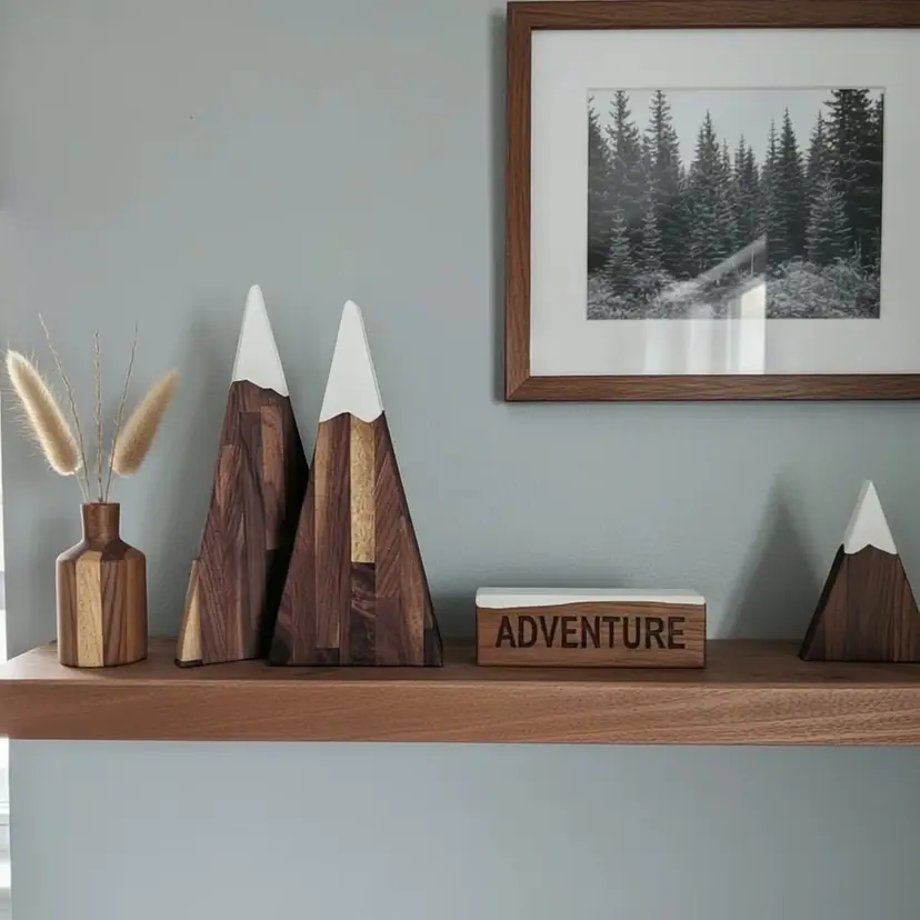 Reclaimed hardwood Snowcapped Mountain Decor