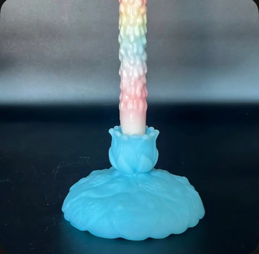 Vintage Fenton Blue Satin Candlestick holder