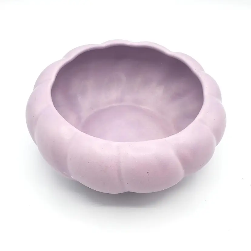 Unmarked Ceramic Lilac Purple Round Low Profile Planter, The Color Is The Thing Here!