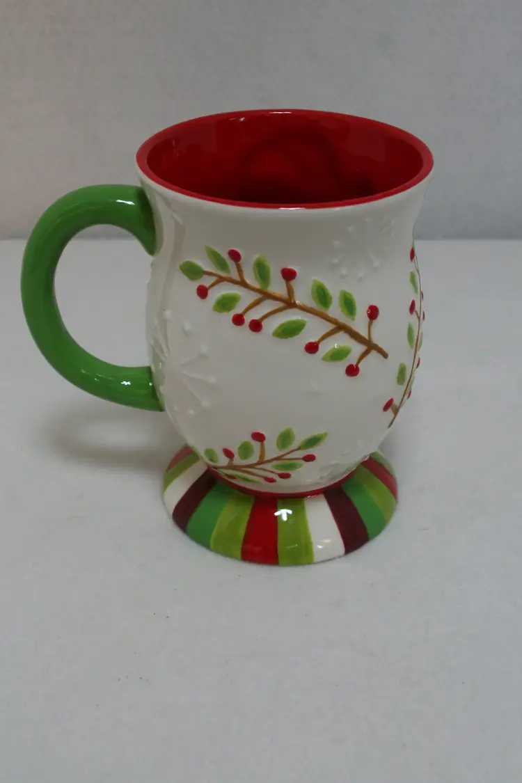 Pier 1 Import Hand-painted Multi-color Christmas Snowman Gift Coffee Tea Mug Cup