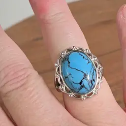 Sterling Blue Spider Web Howlite Ring