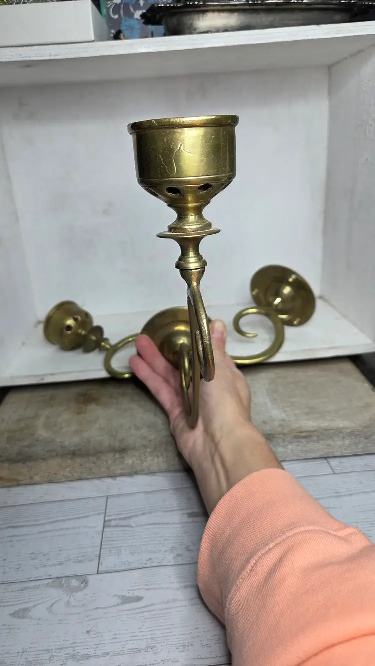 Solid Brass Sconces Pair