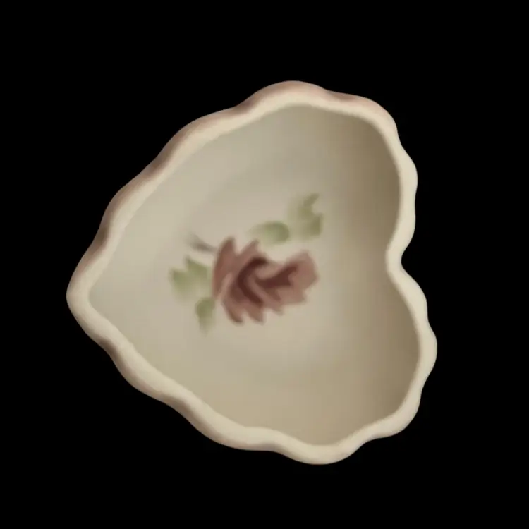 Hand-Painted Porcelain Heart Trinket Dish – by M. Brinks, Flint MI (4”x4”)