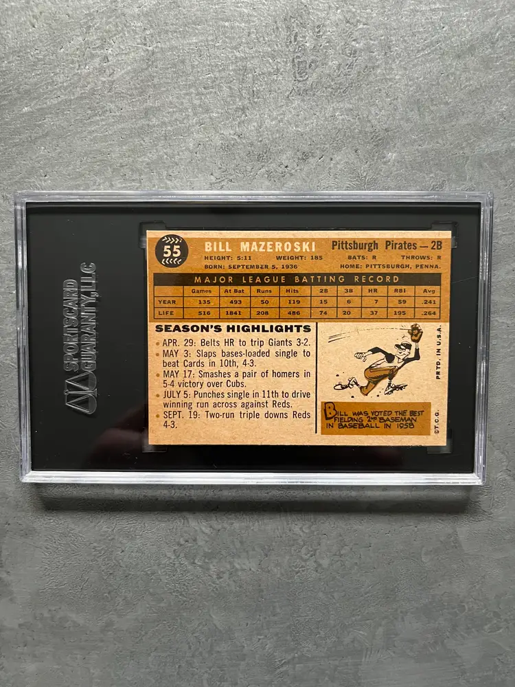 1960 Topps Bill Mazeroski #55 SGC 6-Pirates