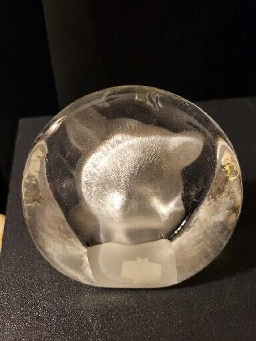 Crystal Zajecar Clear Frosted Bear Paperweight Office Supplies Decor