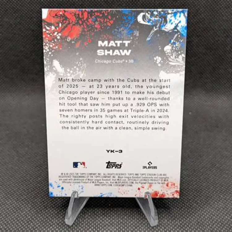 Matt Shaw 2025 Topps Stadium Club Yours for the Taking Rookie RC #YK-3 - Chicago Cubs