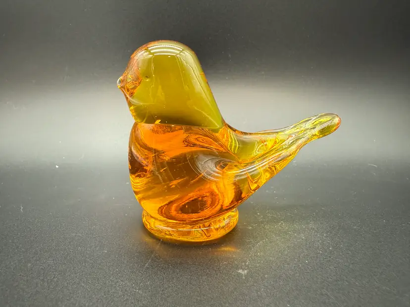 Titan Art Glass Golden Canary Figurine signed W Ward 1997 UV Reactive
