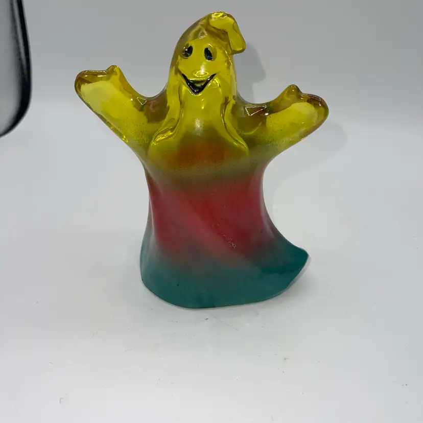 Fenton Ghost Multi Color Glass Halloween Figurine 5.5” Stamped READ