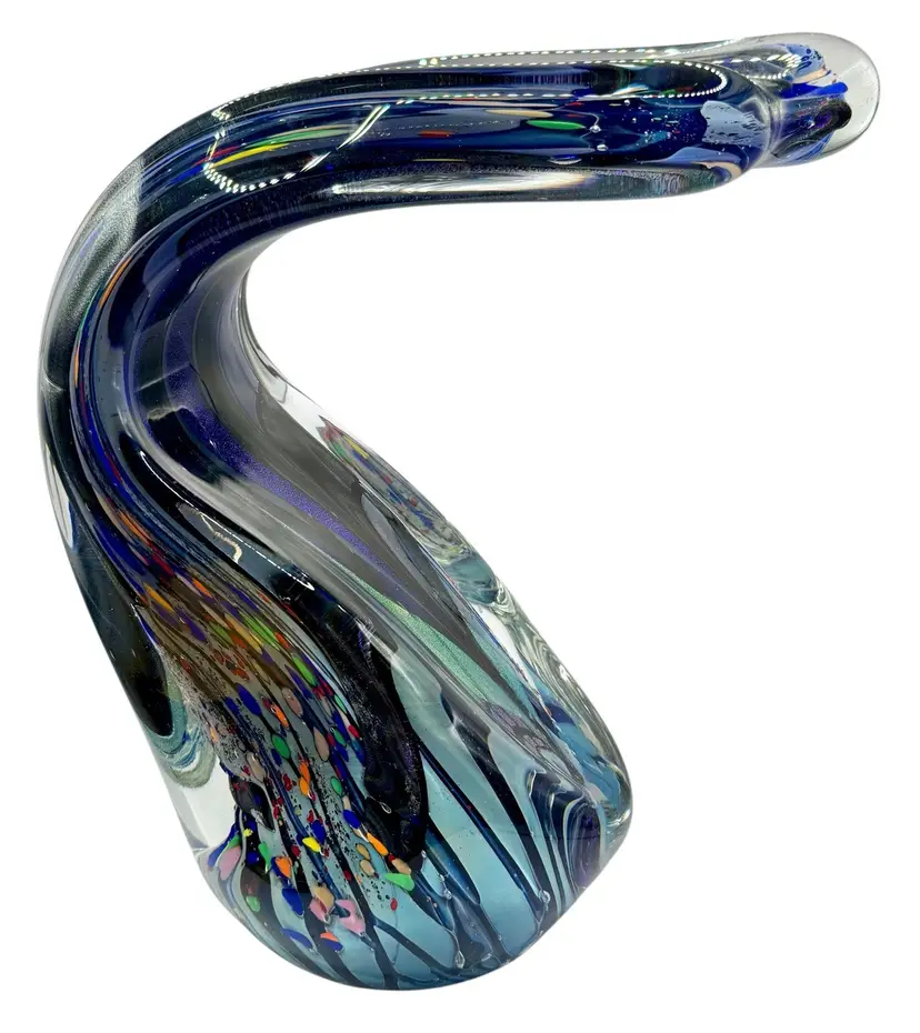 Vintage Signed Rollin Karg Large Glass Sculpture Freeform Dichroic 2001