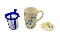 Whittard of Chelsea Ceramic Coffee /Tea, Mug, Lid, Infuser  Bluebells, Amaranta