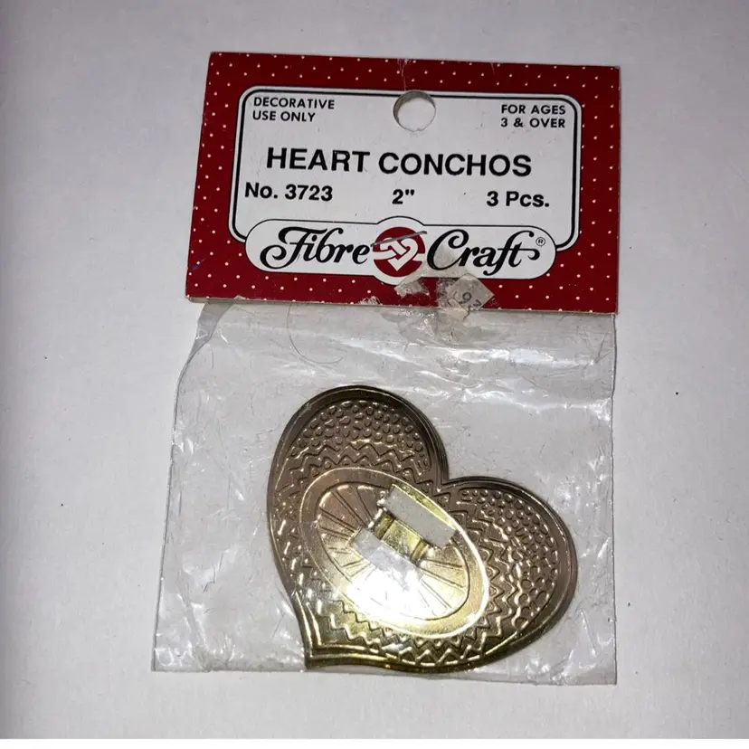 3 Pc 2” Gold Tone Heart Conchos!