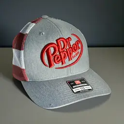 Richardson Dr Pepper Snapback Hat Mesh Original Trucker Cap American Flag