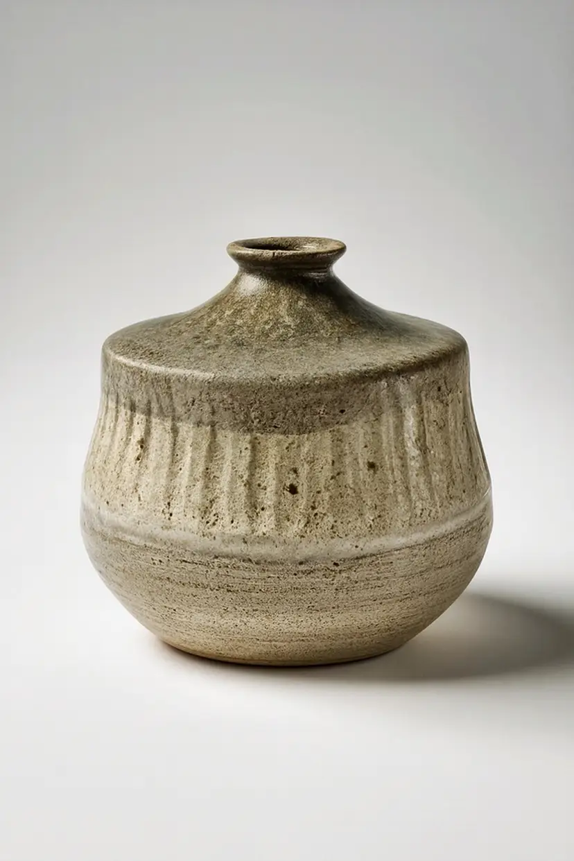 1969 Nancy Wickham Studio Pottery Vase Signed Dated MCM Organic Volcanic Vintage