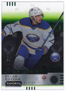 2023-24 Synergy Cranked Up Green #CRDC Dylan Cozens Buffalo Sabres Hockey Card