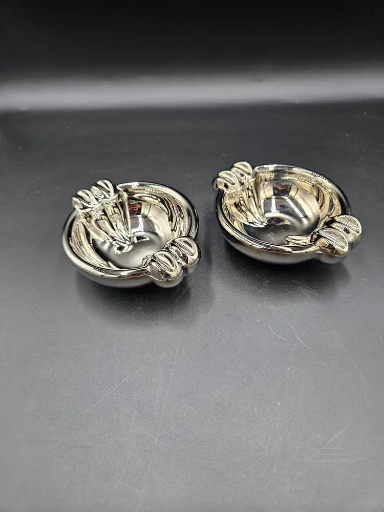 #01 - Silver Tone Ashtray MCM Set of 2