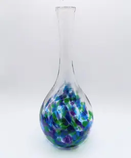 Confetti Glass Bud Vase Hand Blown Purple Blue Green
